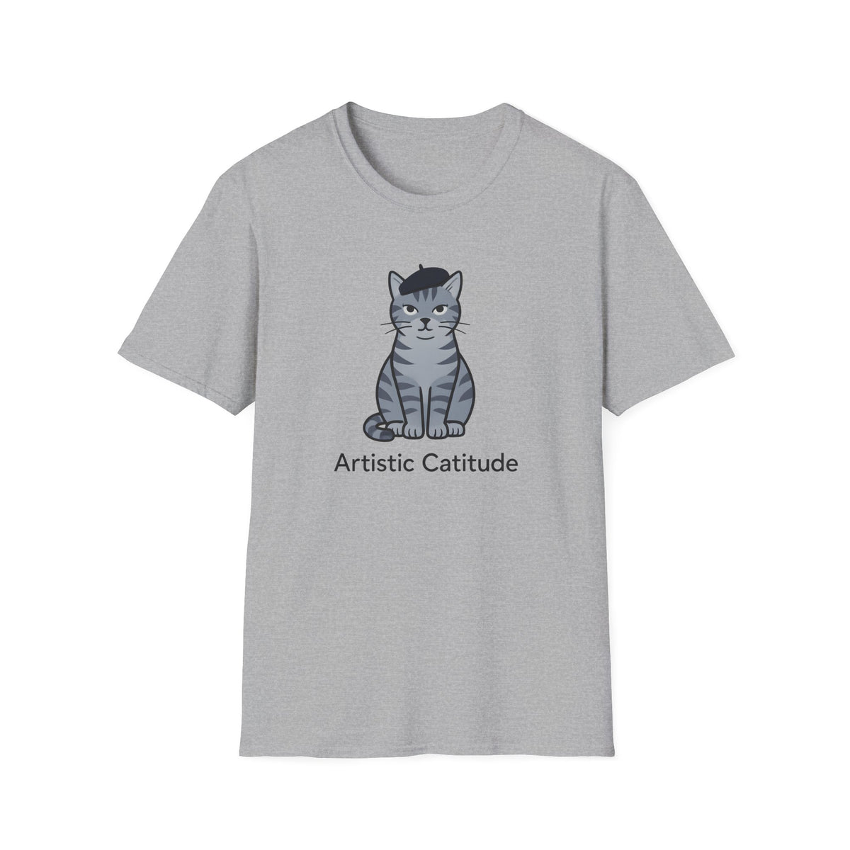 Gray Cat with Beret T-Shirt