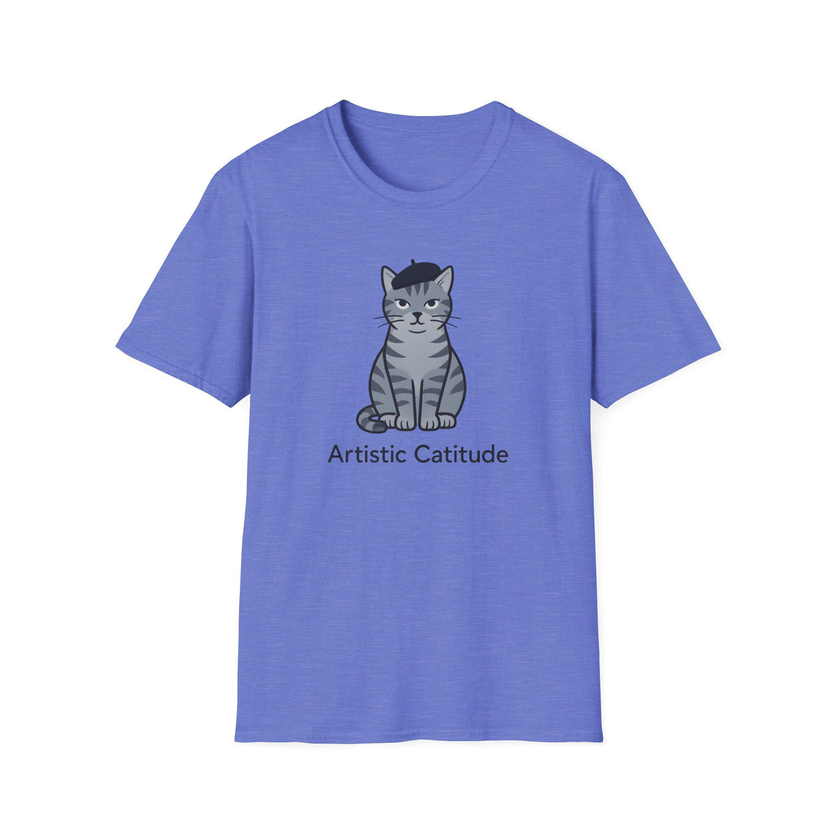 Gray Cat with Beret T-Shirt