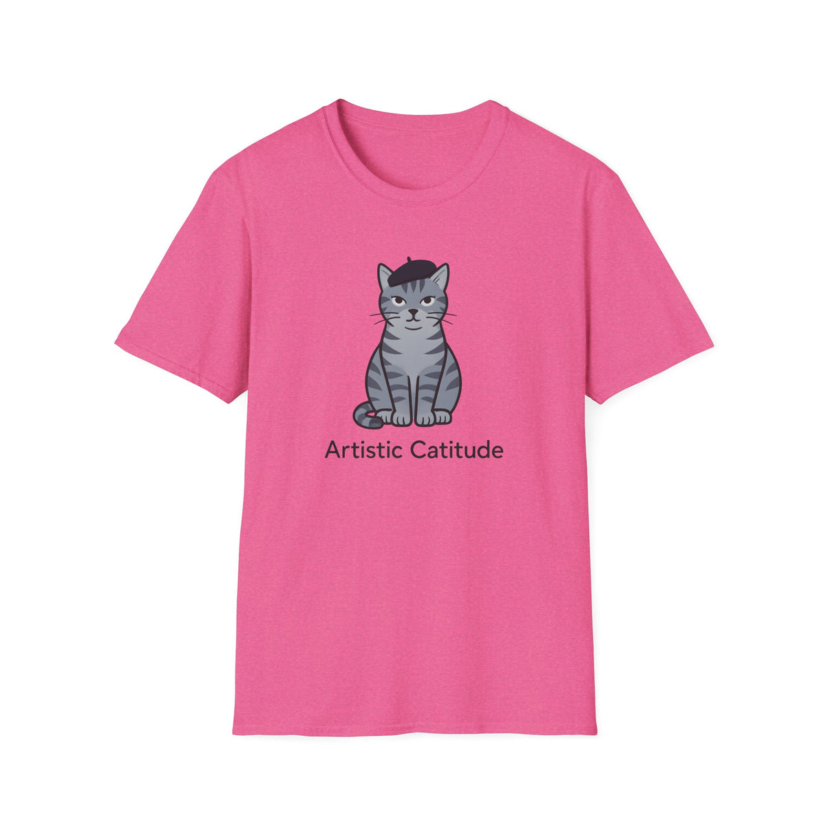Gray Cat with Beret T-Shirt