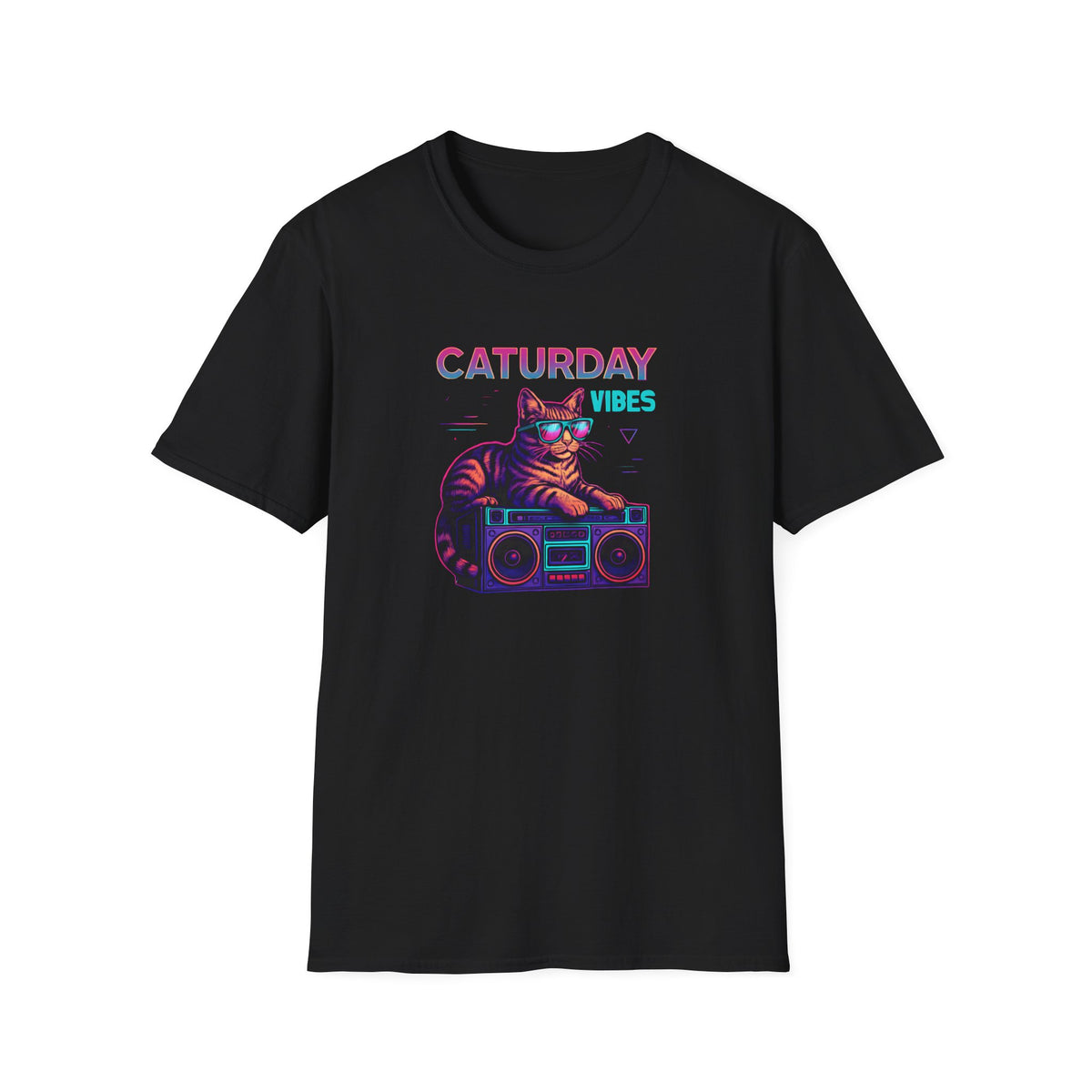Neon cat boombox vibes T-Shirt